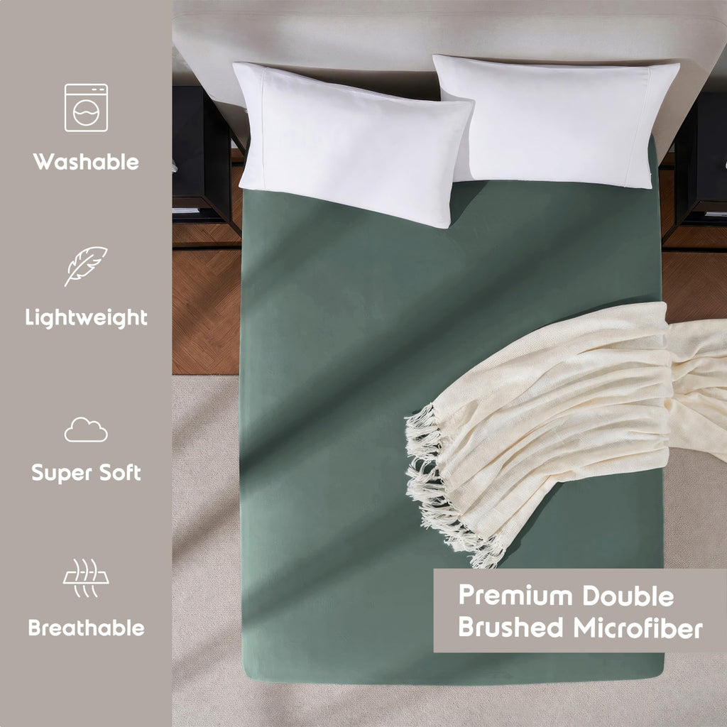 Nestl Forest Green California King Fitted Sheet - Extra Deep Pocket, 1800 Microfiber, Ultra Soft, Fits Up To 24 Inch Mattress