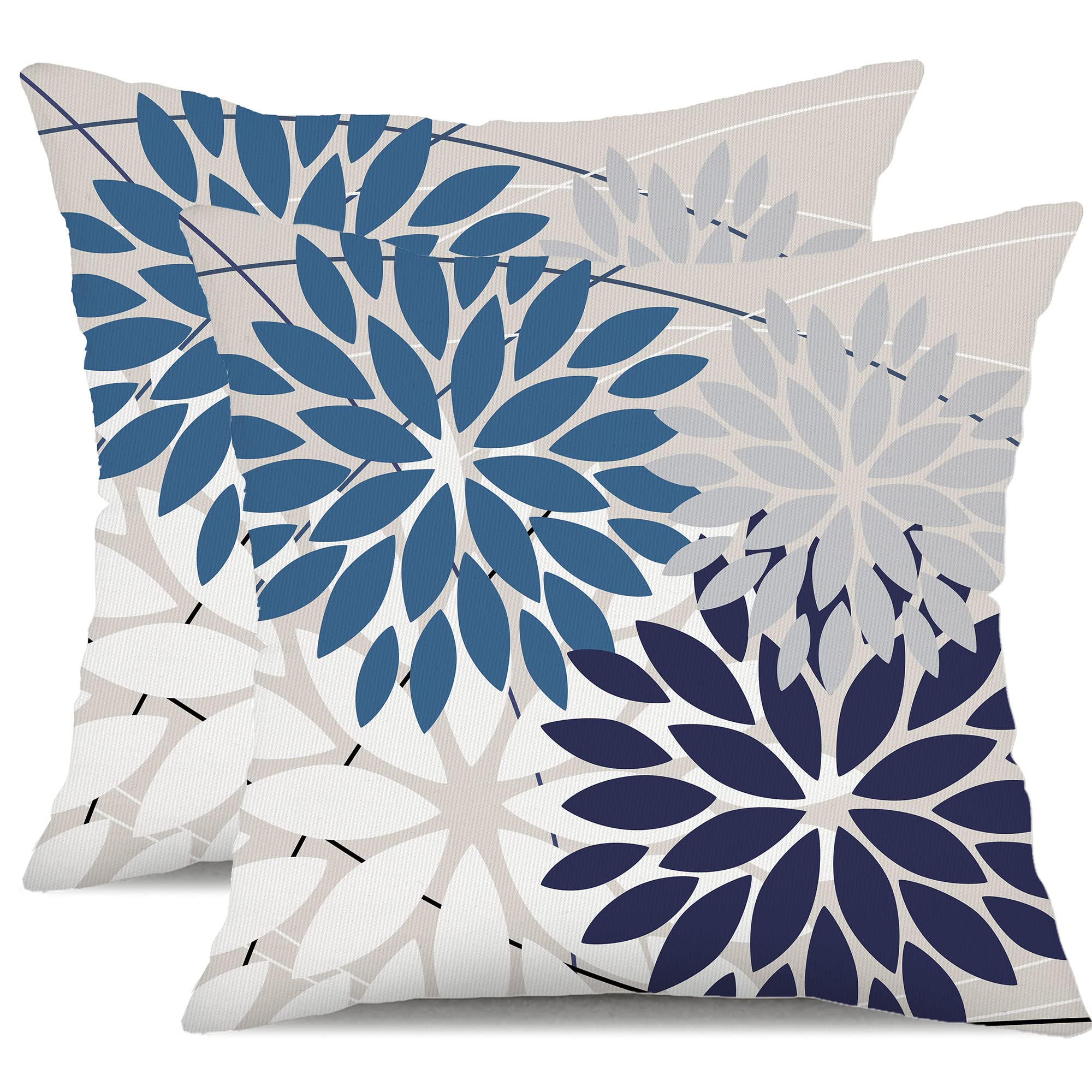 Dfxsz Outdoor Throw Pillow Covers 16X16 Inch Set Of 2 Spring Summer Geometric Elegant Decorative Throw Pillows Blue Outdoor Wate