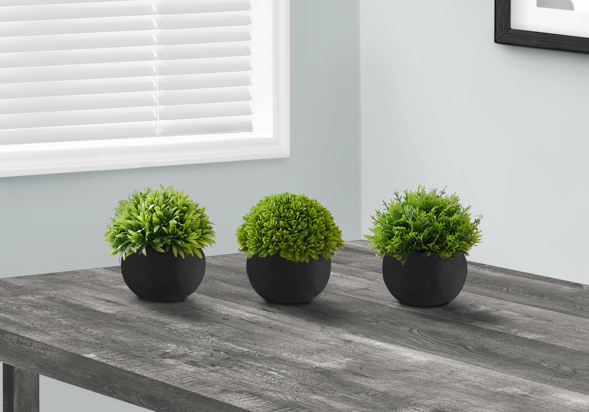 Monarch Specialties I 9552 Artificial Plant, 5' Tall, Grass, Indoor, Set of 3, Decorative, Green Plants, Black Pots