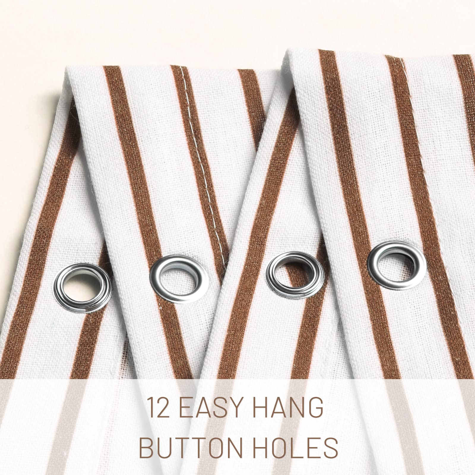 Awellife Khaki Shower Curtain For Bathroom Stripe Tassel Shower Curtain 72 X 72 Inches Apricot Farmhouse Linen