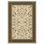 HomeRoots 509111 8 x 11 ft. Ivory & Black Oriental Power Loom Stain Resistant Rectangle Area Rug