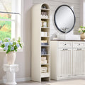 IFBUY 67  Tall Arched Bathroom Storage Cabinet, 8-Tier Modern Farmhouse Storage Cabinet with Adjustable Shelves, Wood Freestandi