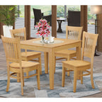 East West Furniture OXVA5-OAK-W 5 Piece Kitchen Table & Chairs Set Includes a Square Dining Table and 4 Dining Room Chairs, 36x36 Inch, Oak