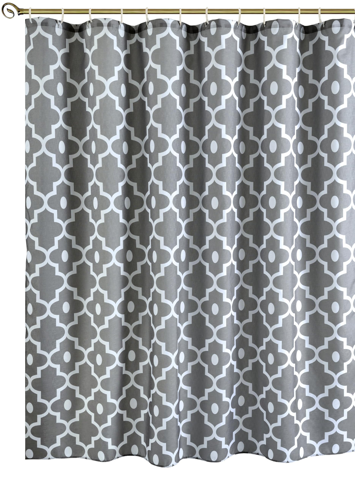 Biscaynebay Extra Long Textured Fabric Shower Curtains 72' Width By 84' Length, Silver Grey Morocco Pearl Printed Bathroom Cur