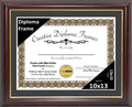 Creative Picture Frames 10x13 Mahogany Gold Rim Diploma Frame with Black Mat Glass Easel and Installed Wall Hangers | Frame Hold