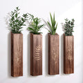 4 Pack Wood Indoor Wall Planter, Modern Wall Decor for Living Room Bedroom, Farmhouse Pocket Wall Vases for Dried Flowers and Fa
