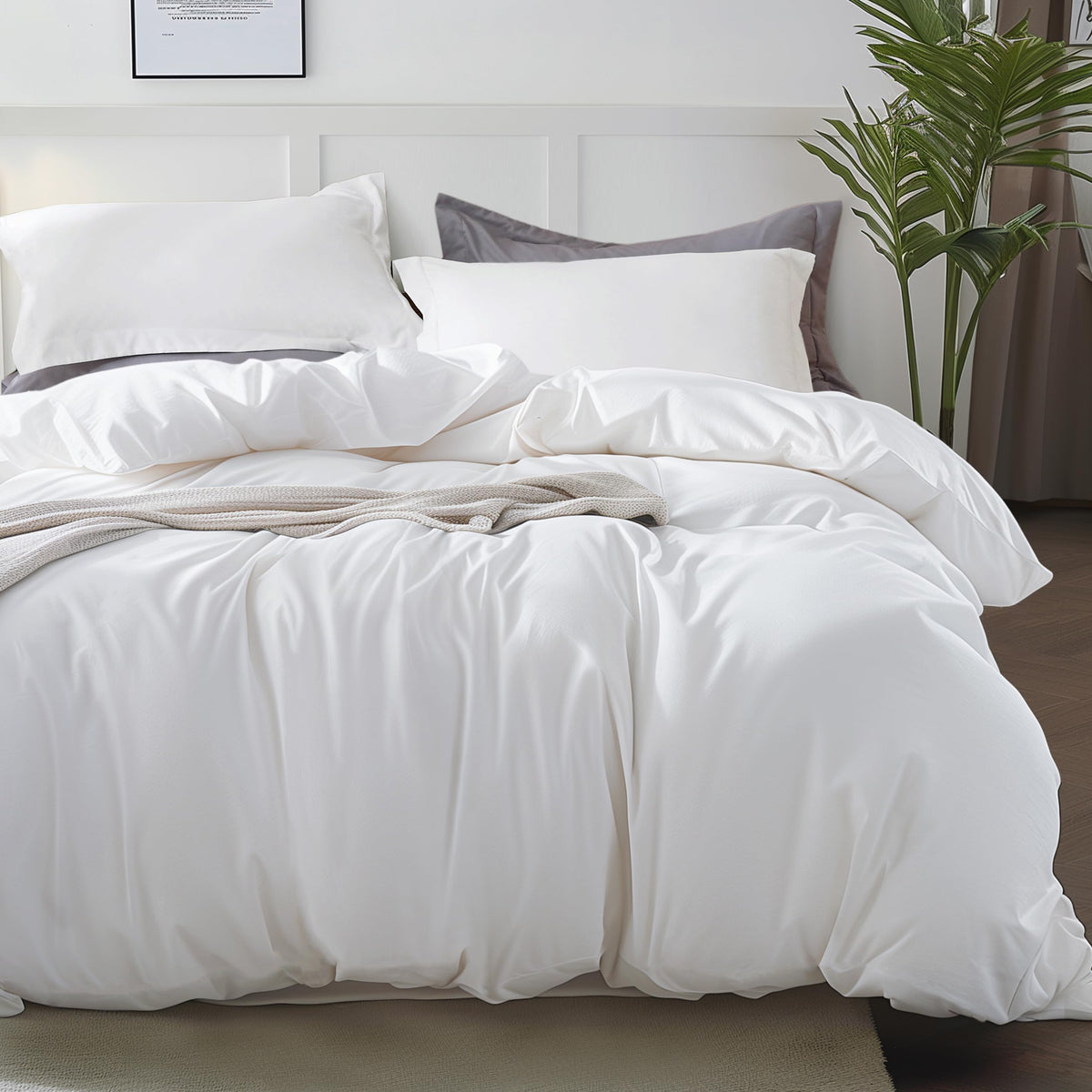 Bedsure Bright White Duvet Cover Full Size - Soft Double Brushed Duvet Cover For Kids With Zipper Closure, 3 Pieces, Includes 1