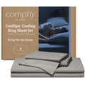 Coop Home Goods Comphy Coolspa Cooling Bed Sheets, 4 Piece King Sheet Set, Dove Grey Breathable Cooling And Super Soft, Luxury S