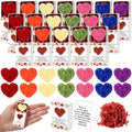 Wettarn 21 Sets Valentine'S Day Pocket Hug Gifts Bulk 21 Cute Hand Crochet Heart With 21 Greeting Box Inspirational Long Distanc
