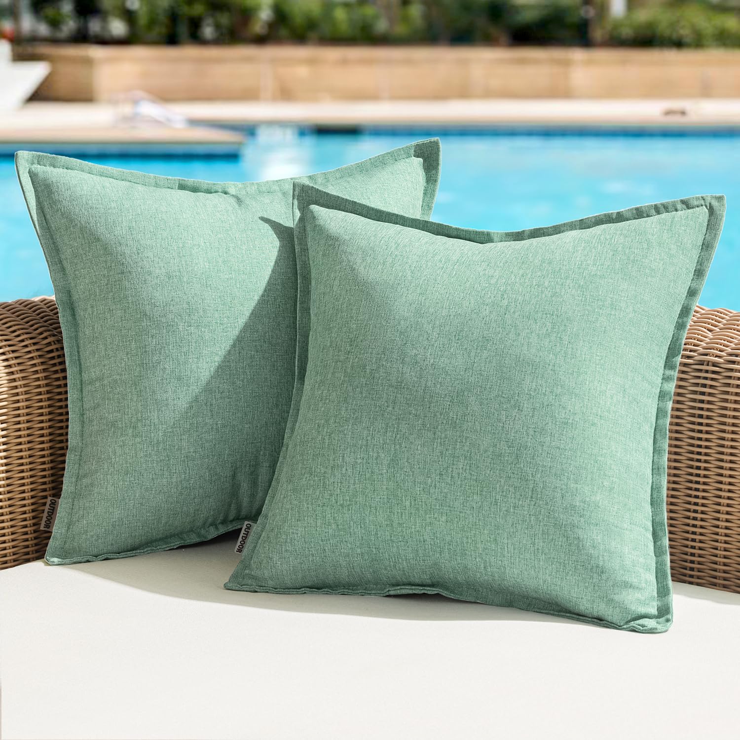 Woaboy Set Of 2 Outdoor Waterproof Throw Pillow Covers Broadside Decorative Farmhouse Linen Cushion Cases For Spring Bedroom, Li