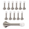 Kiseer 12 Pack Spring Door Stops 3 1/4' Flexible Heavy Duty Spring Door Stopper With Rustproof Screw Rubber Bumper Tips (Satin