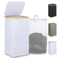 iEGrow 110L Laundry Hamper with Lid,Dirty Clothes Hampers for Laundry,Laundry Basket with Bamboo Handles and Removable Bag,Hampe