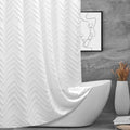 Extra Long Shower Curtains 72 x 84 Inches White Tufted Chevron Striped Fabric Shower Curtains for Bathroom Modern Shabby Chic Wa
