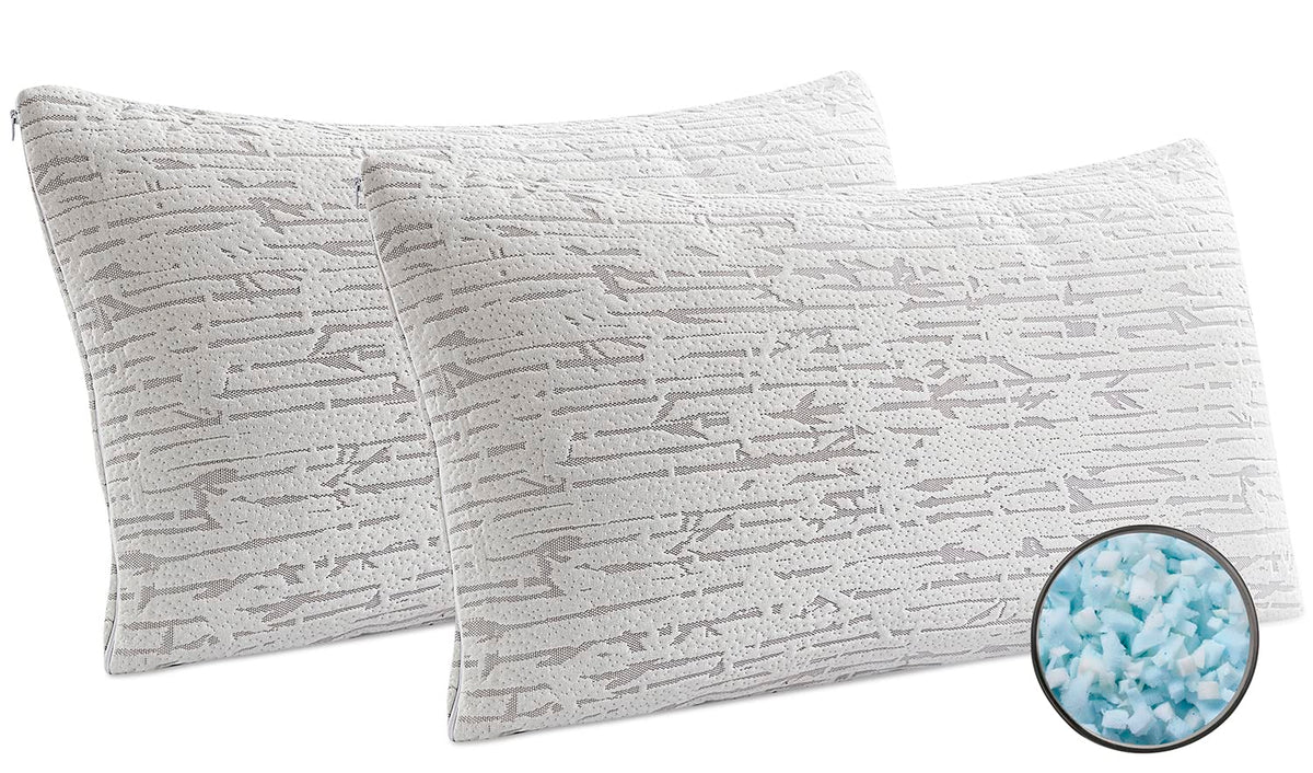 Clara Clark Memory Foam Pillow - King Size Set Of 2 Memory Foam Pillows, Rayon Derived From Bamboo Pillow, Cooling Pillow, Adjus