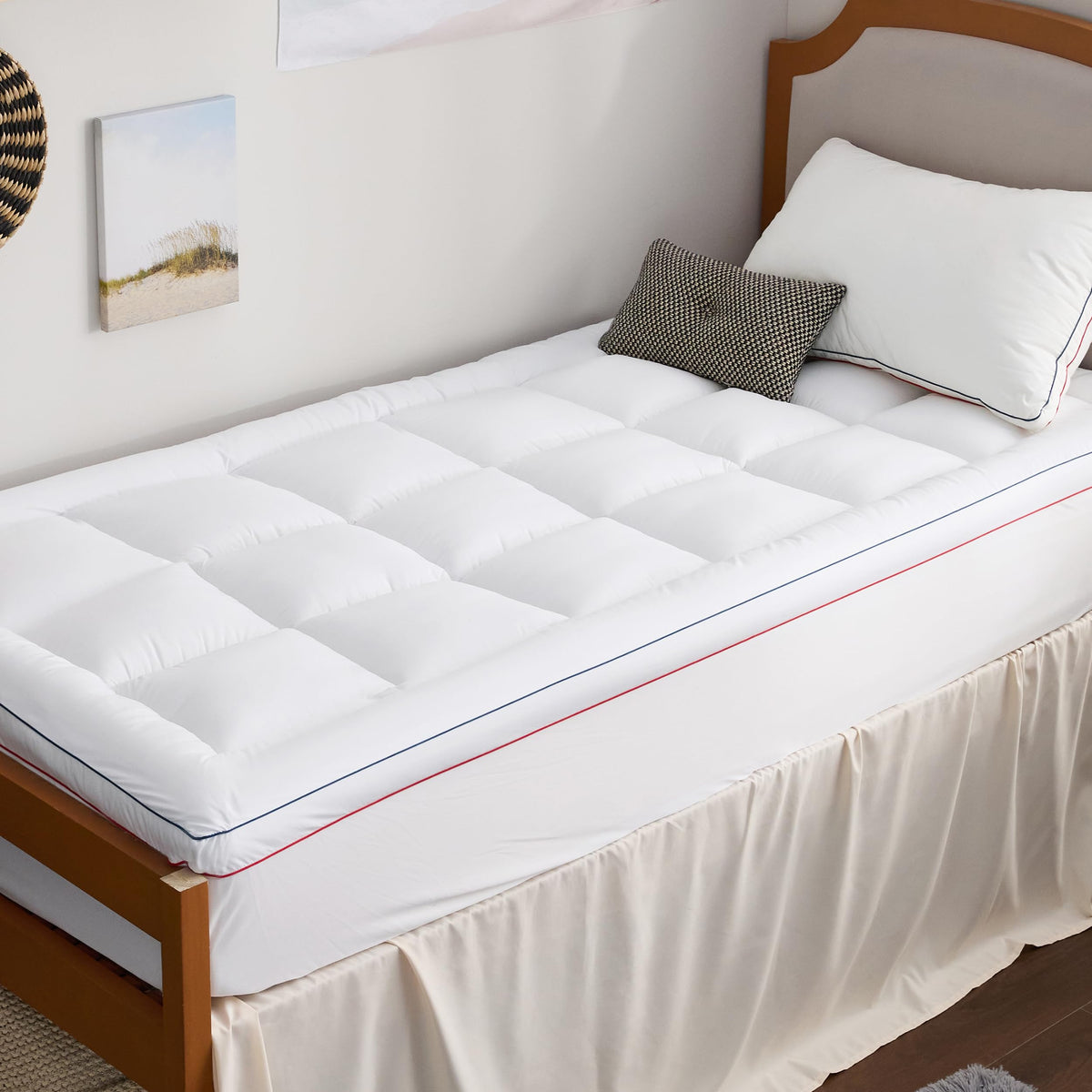Bedsure Twin Xl Mattress Topper Dorm Bedding - Extra Thick Mattress Pad Cover With Deep Pocket, Plush Soft Pillow-Top Bed Topper