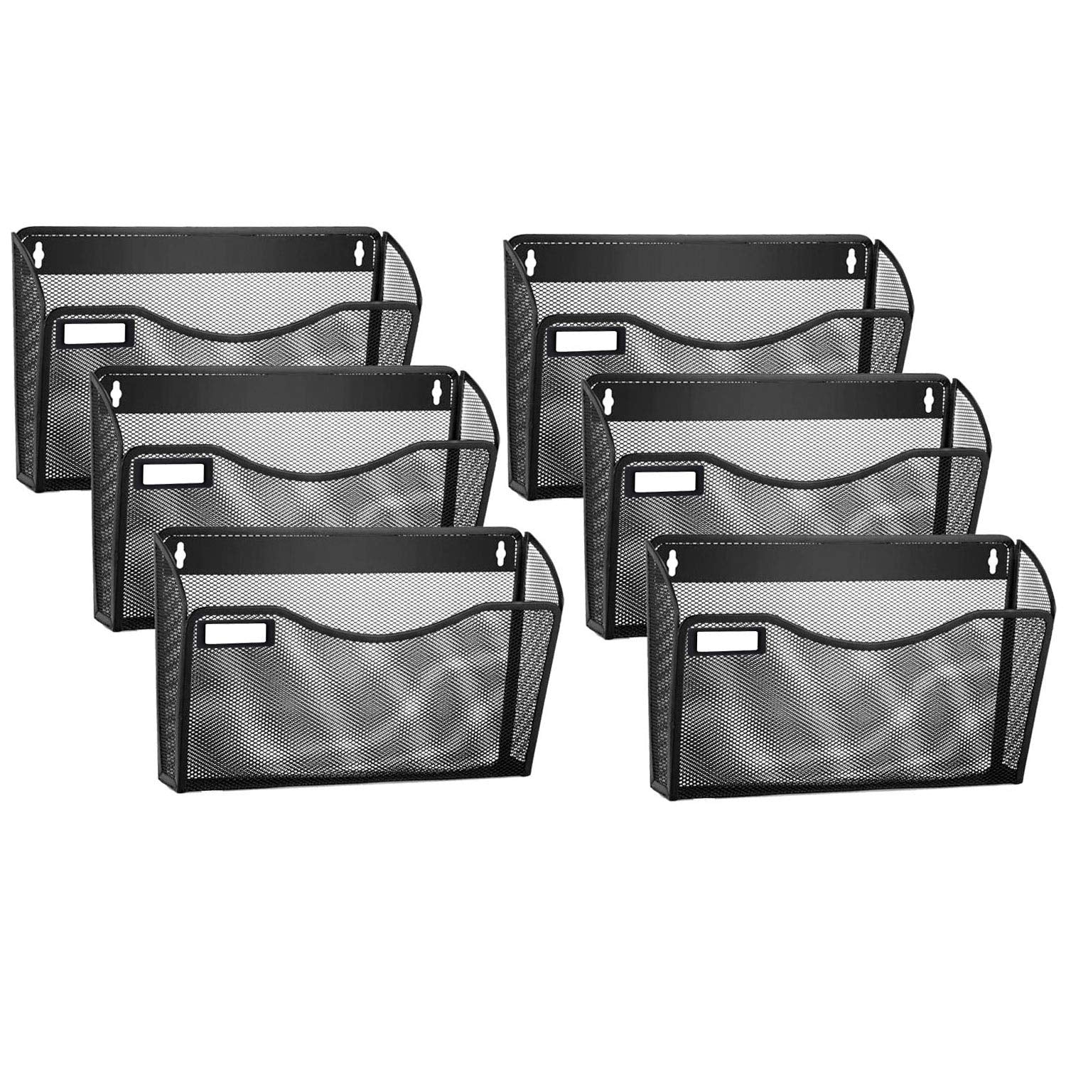 Samstar 6 Pack Mesh Wall Mounted File Holder Metal Wall File Pocket Mail Organizer For Office/Home(With Label Panel)