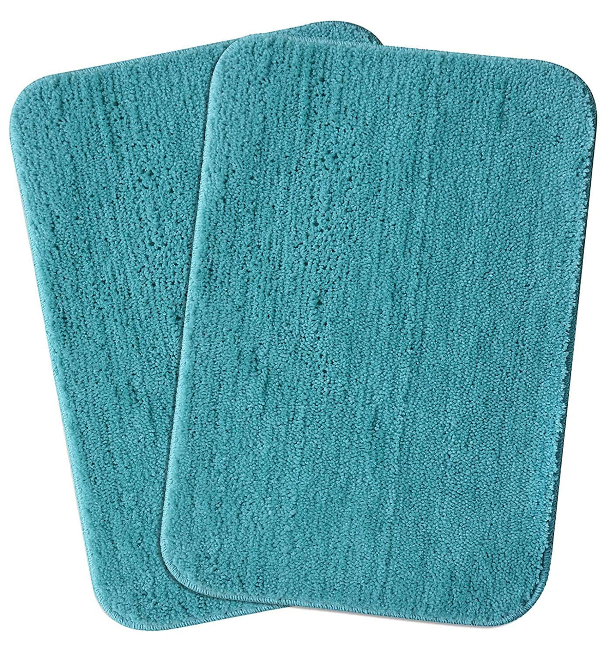 Rubber Backing Anti Slip Microfiber Door Mat for Home and Bathroom, 60x40 cm (Pack of 2) (Aqua)