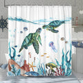 Fowocu Sea Turtle Extra Long Shower Curtain Teal Blue Ocean Waterproof Fabric Shower Curtains For Bathroom With Funny Animal Oct