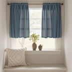 Jinchan Nautical Kitchen Curtains Striped Linen Curtains 24 Inches Farmhouse Tier Curtains Cafe Curtains For Living Room Bathroom Laundry Rv Rustic Half Window Curtains Light Filtering 2 Panels Blue