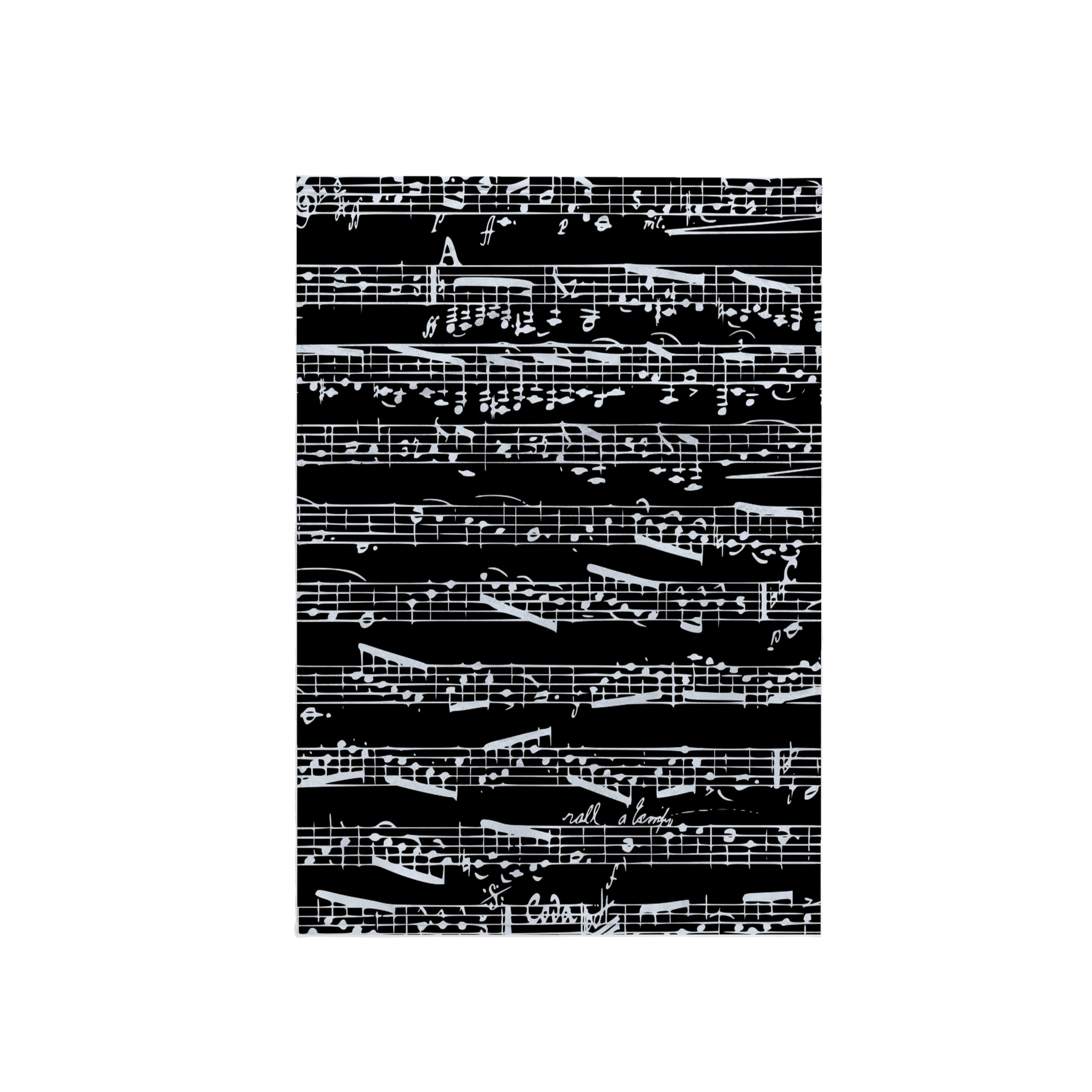 3D Rose Black and White Notes-Stylish Sheet Music-Piano Notation-Contemporary Musician Gifts Hand/Sports Towel, 15 x 22