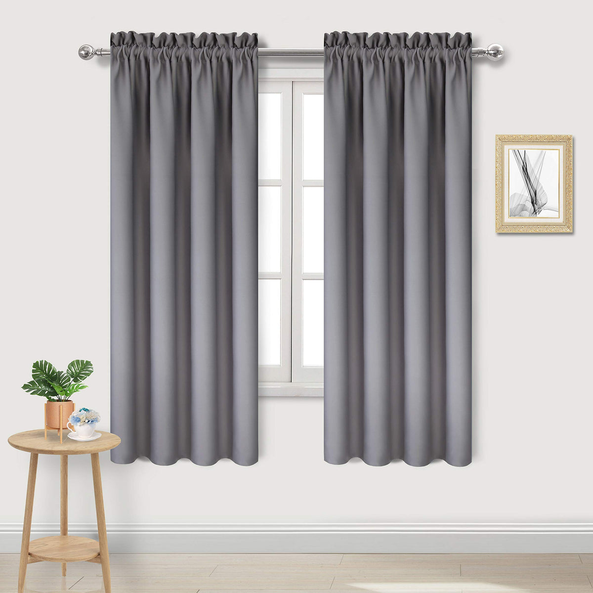 Dwcn Grey Room Darkening Blackout Curtains - Rod Pocket Thermal Insulated Privacy Energy Saving Window Curtain Drapes 42X 72 Inc