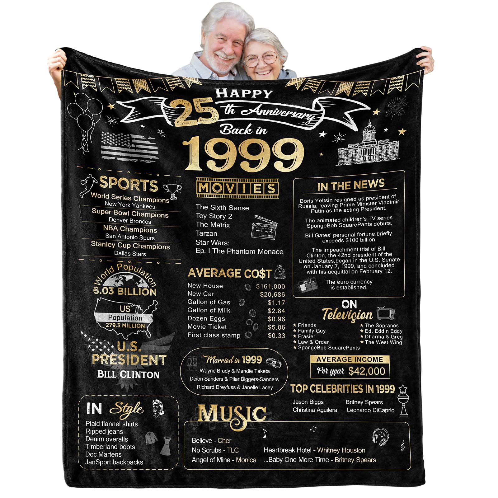 Aisdfhsa 25Th Anniversary Blanket Gifts Gift For 25Th Silver Wedding Anniversary 25 Years Of Marriage Gifts For Couple Wife Husb