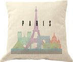Drupsco Paris Throw Pillow Case - Paris Pillow Covers 18X18, Decorative Paris Pillows
