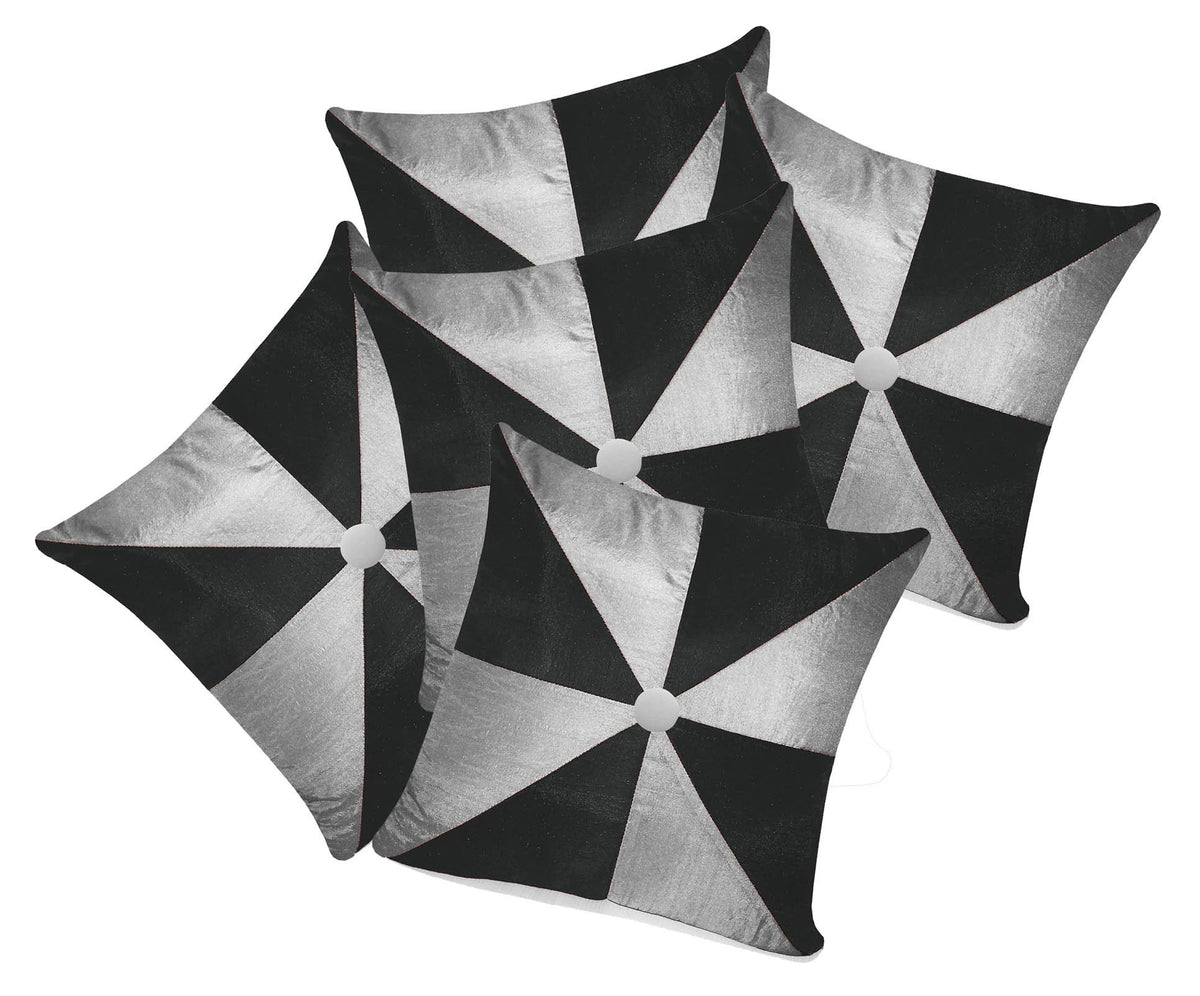 Zikrak Exim Polyester 5 Piece Cushion Cover Set  16 X 16, Grey And Black
