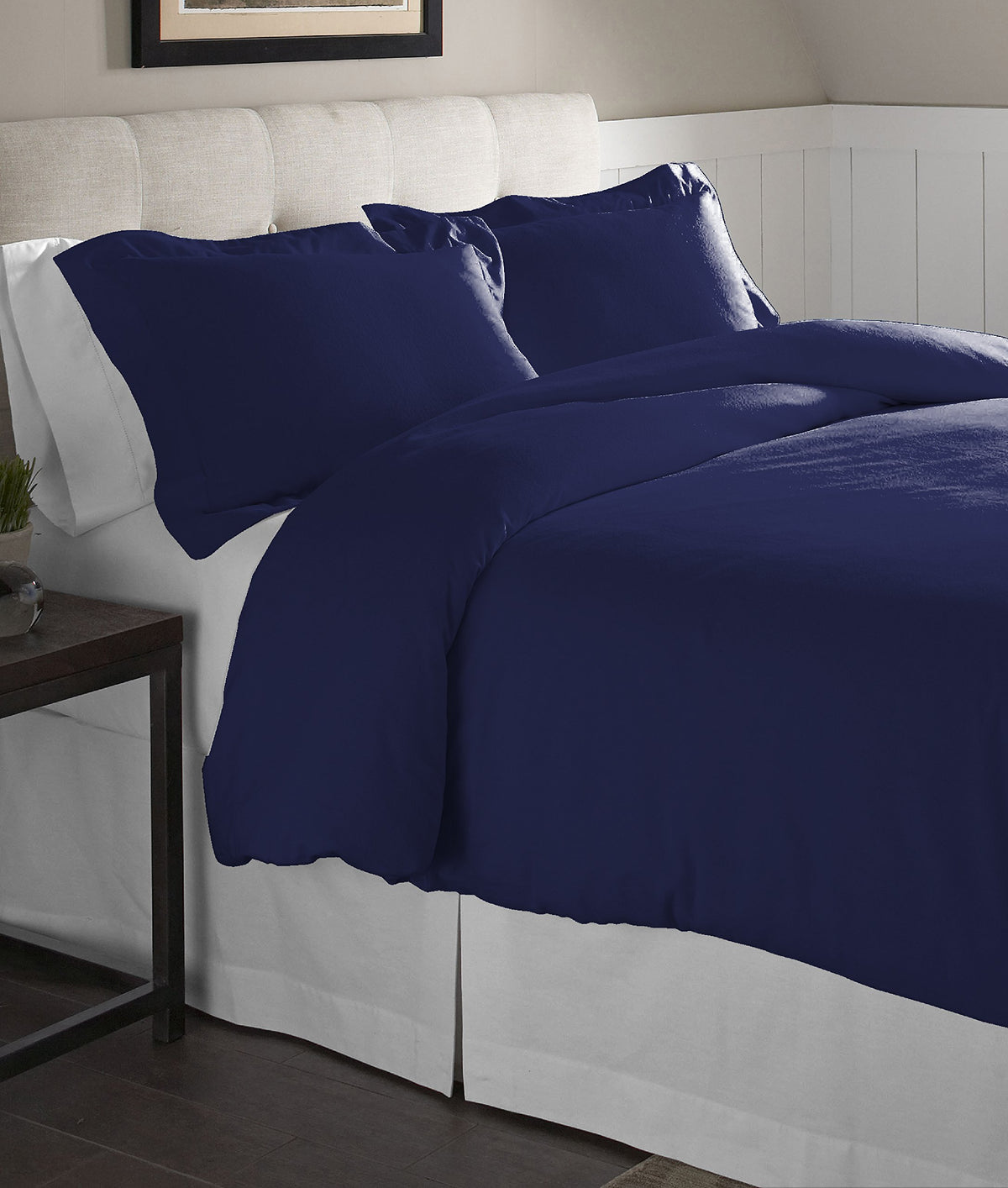 Pointehaven Flannel Oversized Duvet Set, King, Navy