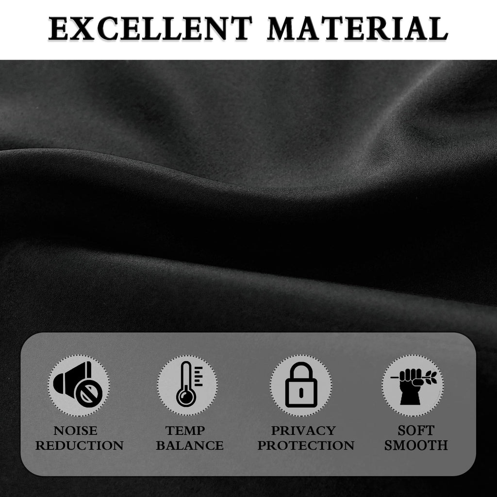 Donren 48 Inch Length Short Curtains For Kitchen - Small Window Treatment Rod Pocket Blackout Curtain Drapes (1 Pair,Black,52 Inches Wide By 48 Inches Long)