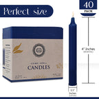 Raajsee Pack Of 40 Royal Blue Candles | 4'' Tall Unscented Mini Taper Candles - Perfect For Witchcraft, Rituals, Spells, Prayer,