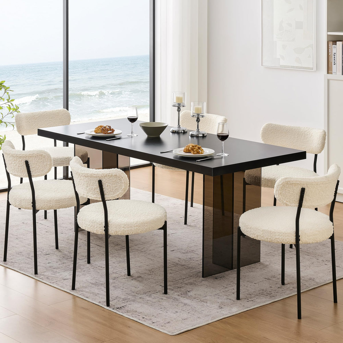 Coolazy Dining Chairs Set Of 6 - Modern Black And White Kitchen & Dining Room Chairs - Comfortable Upholstered Dining Chair Set