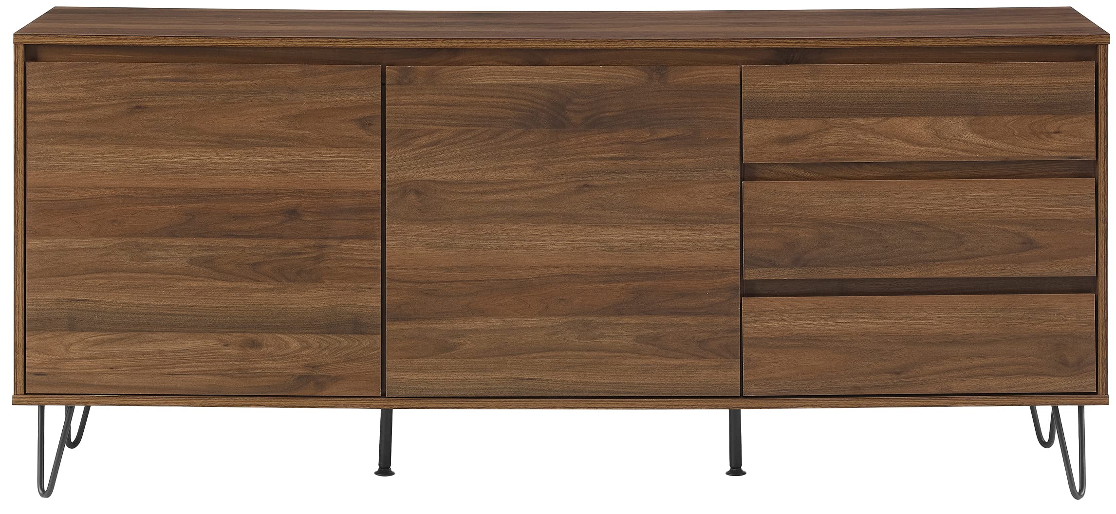 Crosley Furniture Teagan Mid Century Record Storage Sideboard Buffet Cabinet, Brown Oak