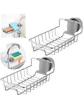 SHUTTLE ART Stainless Steel Soap Sponge Sink Storage Adjustable Shelf,Steel Adjustable Sink Rag Sponge Draining Rack Kitchen Soa