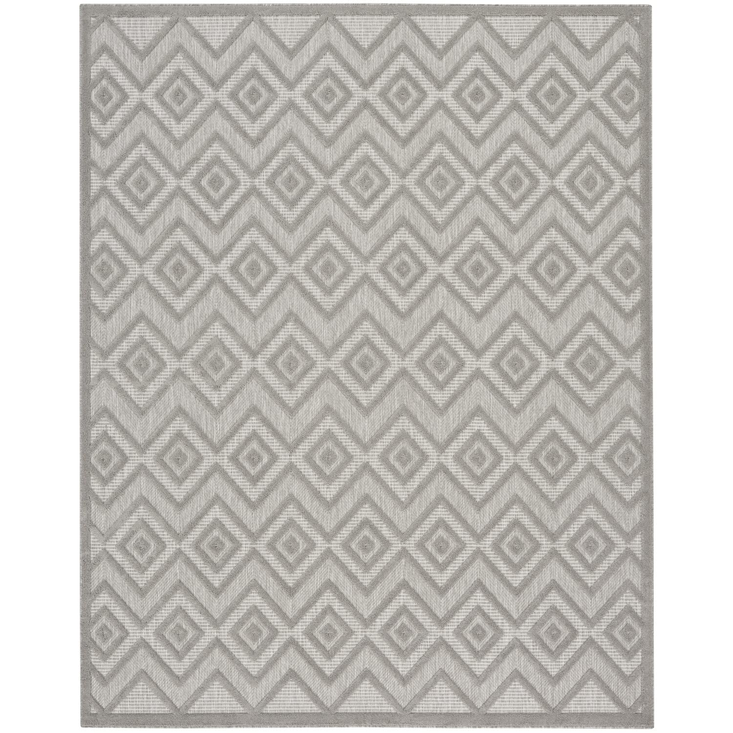 Nourison Versatile Indoor/Outdoor Silver Grey 7' X 10' Area Rug, Easy Cleaning, Non Shedding, Bed Room, Living Room, Dining Room, Deck, Backyard, Patio, High Traffic Area (7X10)