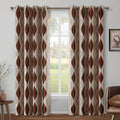 Homeideas Wave Room Darkening Curtains 52 X 96 Inch Long Brown And Beige Set Of 2 Panels Bedroom Curtains/Drapes,Jacquard Gromme