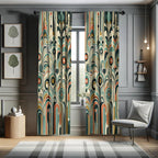 Ambesonne Abstract Modern Window Curtains Pack Of 2, Leafy Silhouettes With Roundy Shapes Jumble Geometric Scandi, Lightweight S