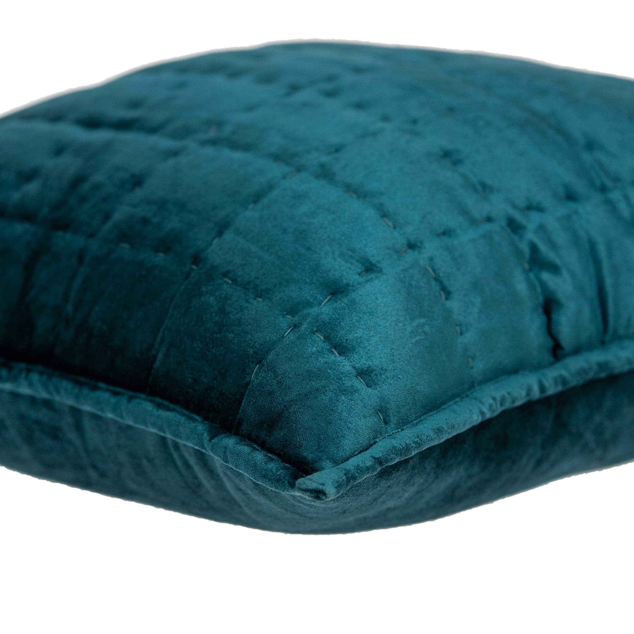 HomeRoots Decor 20' x 7' x 20' Transitional Teal Solid Quilted Pillow Cover with Down Insert