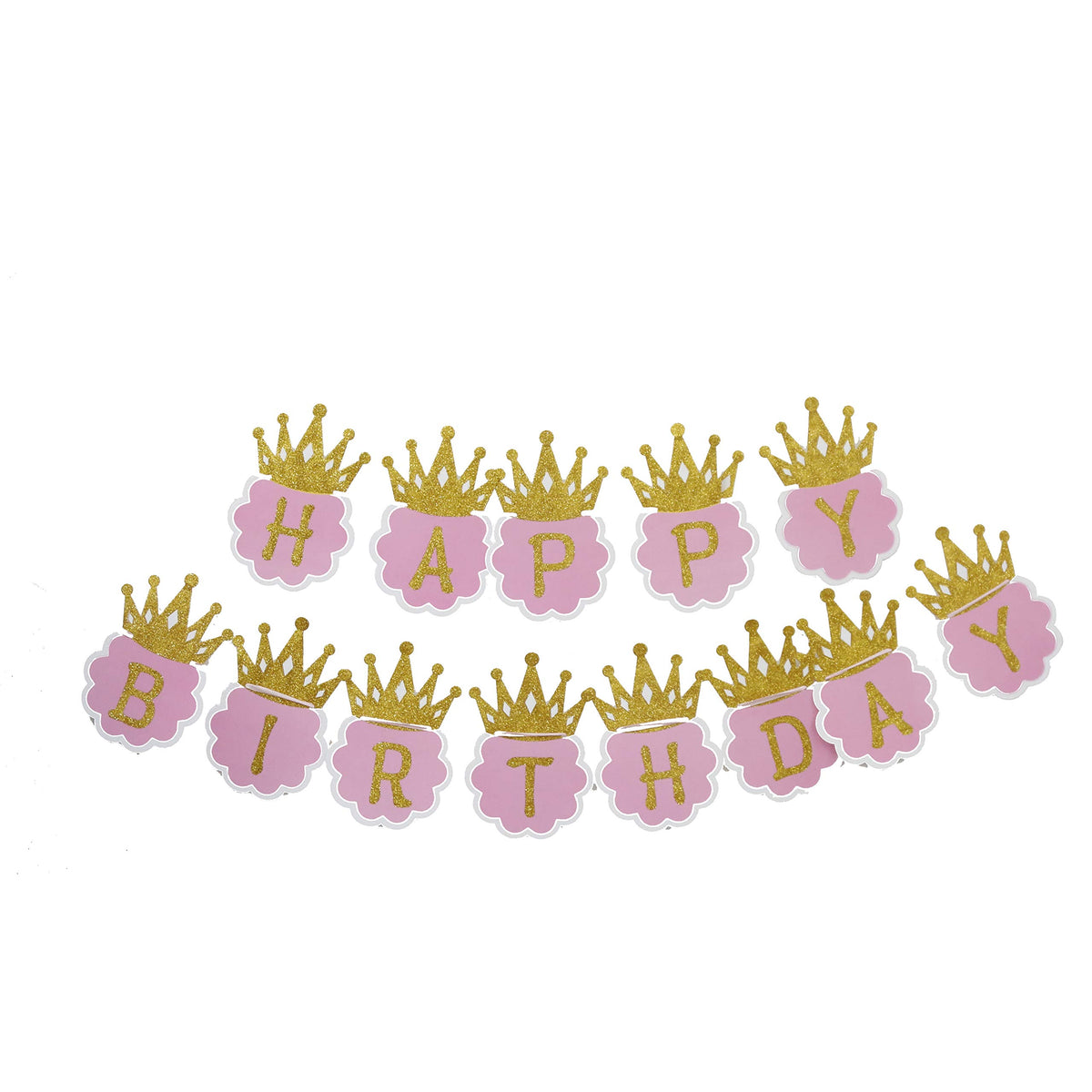 Futurekart Princess Glitter Happy Birthday Crown Banner for Girls Birthday Decoration