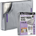 (Full Xl) 10 Mil Thick - Moving And Storage Mattress Bag W Zipper And 8 Carrying Handles - Waterproof - Uv Resistant - Heavy Dut