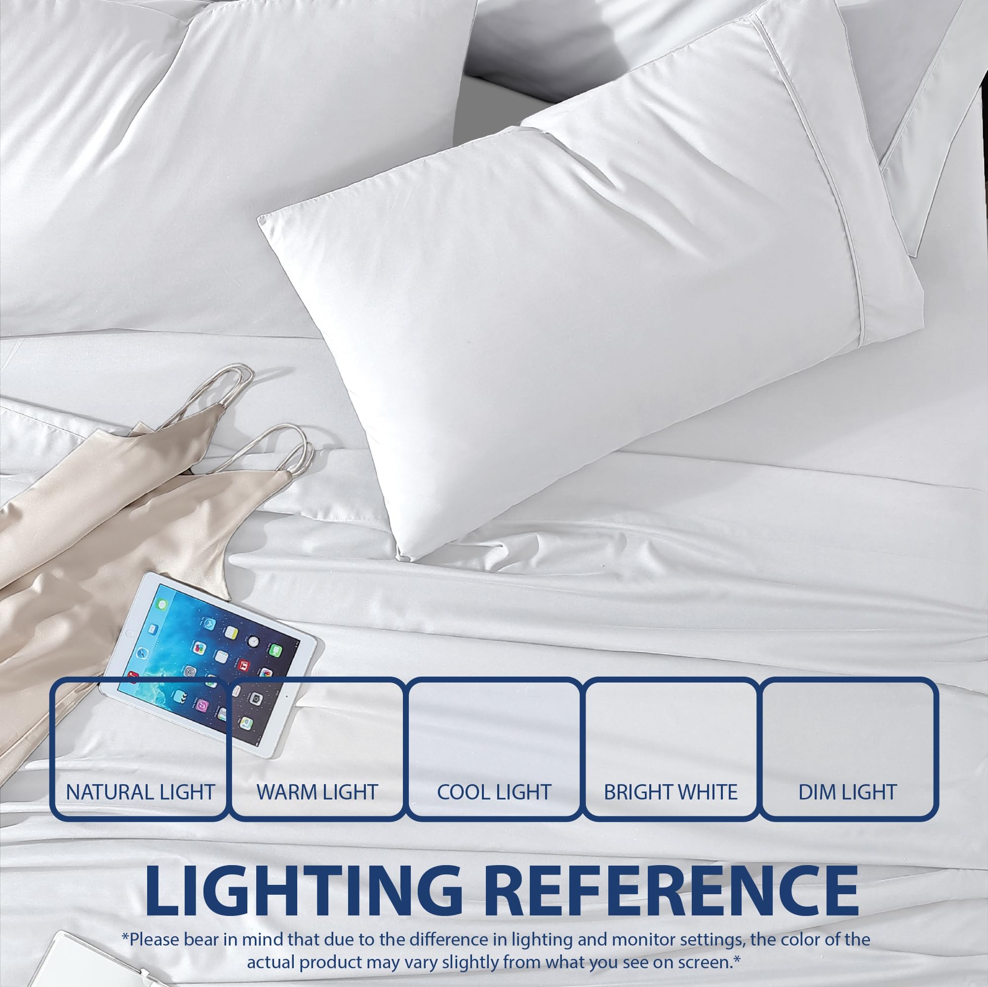 Cathay Home Essentials Ultra Soft Hypoallergenic Wrinkle Resistant Double Brushed Microfiber Bedding Sheet Set, White, Full