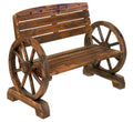 StealStreet Rustic Wood Design Home Garden Wagon Wheel Bench Decor