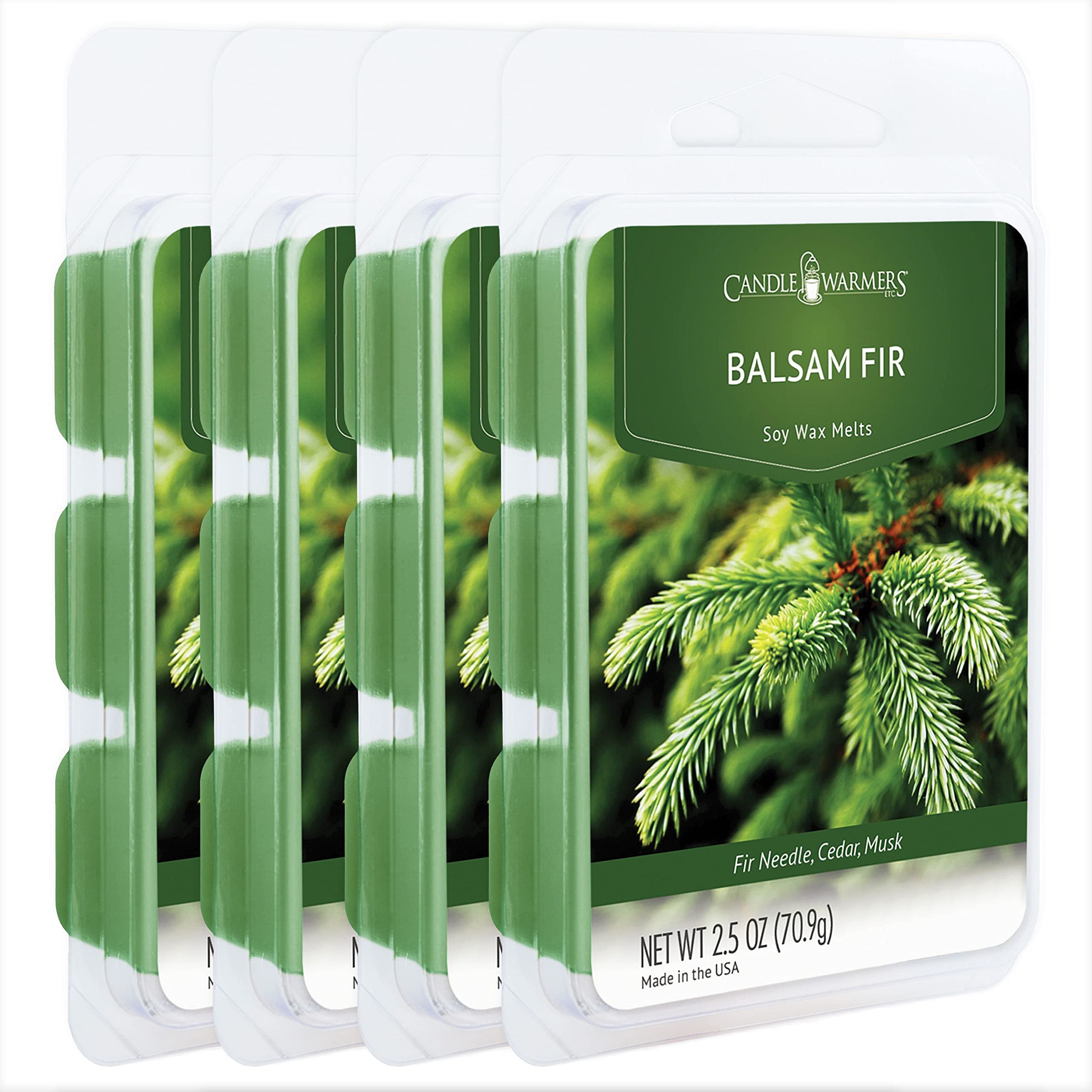 Candle Warmers Etc Classic Wax Melts 2.5oz, Balsam Fir Fragrance (4-Pack) - Each Pack has x4 2.5 oz Wax Melts and 30 Hours of Fr