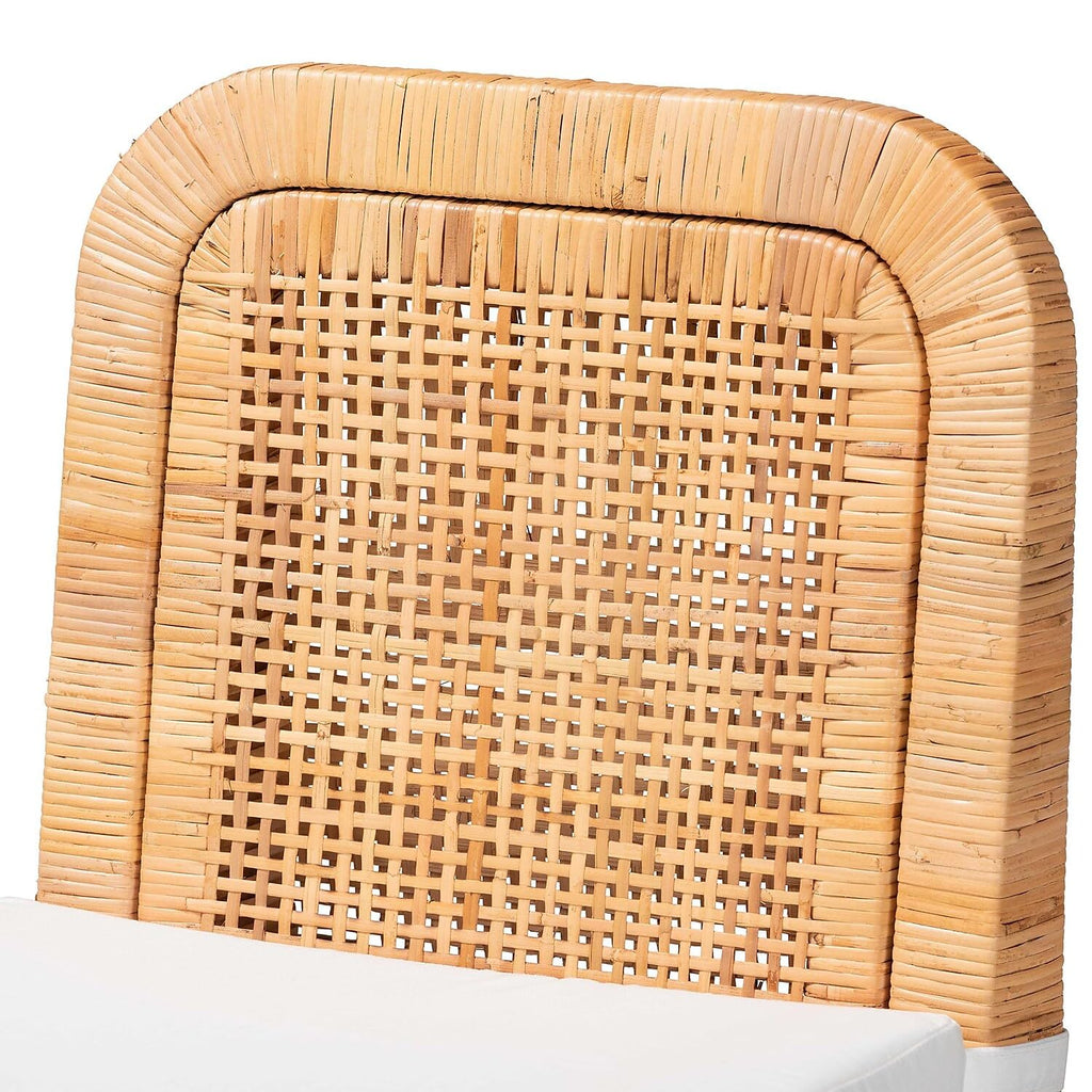 Bali & pari Zariah Modern Bohemian Natural Brown Rattan and Mahogany Wood 2-Piece Dining Chair Set