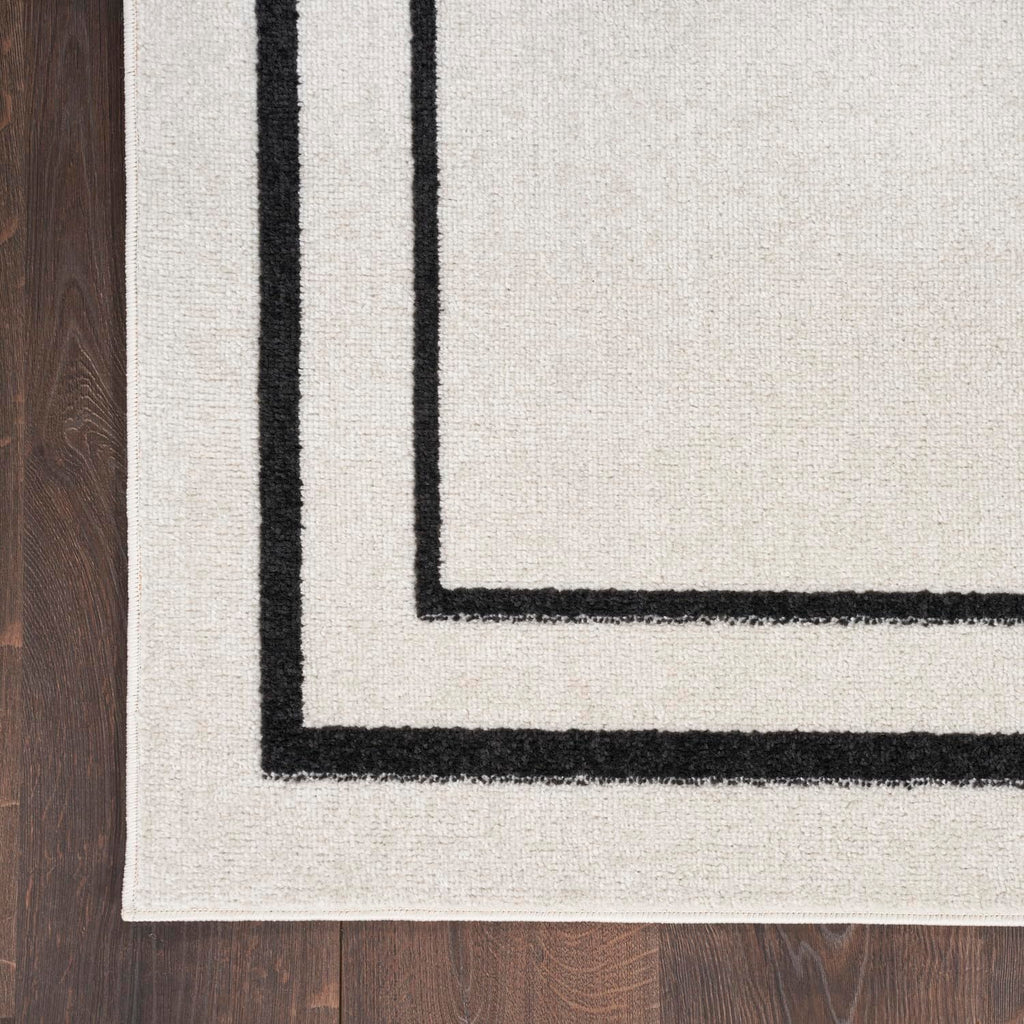 Nourison Essentials Indoor/Outdoor Ivory/Black 2' X 4' Area -Rug, Easy -Cleaning, Non Shedding, Bed Room, Living Room, Dining Ro
