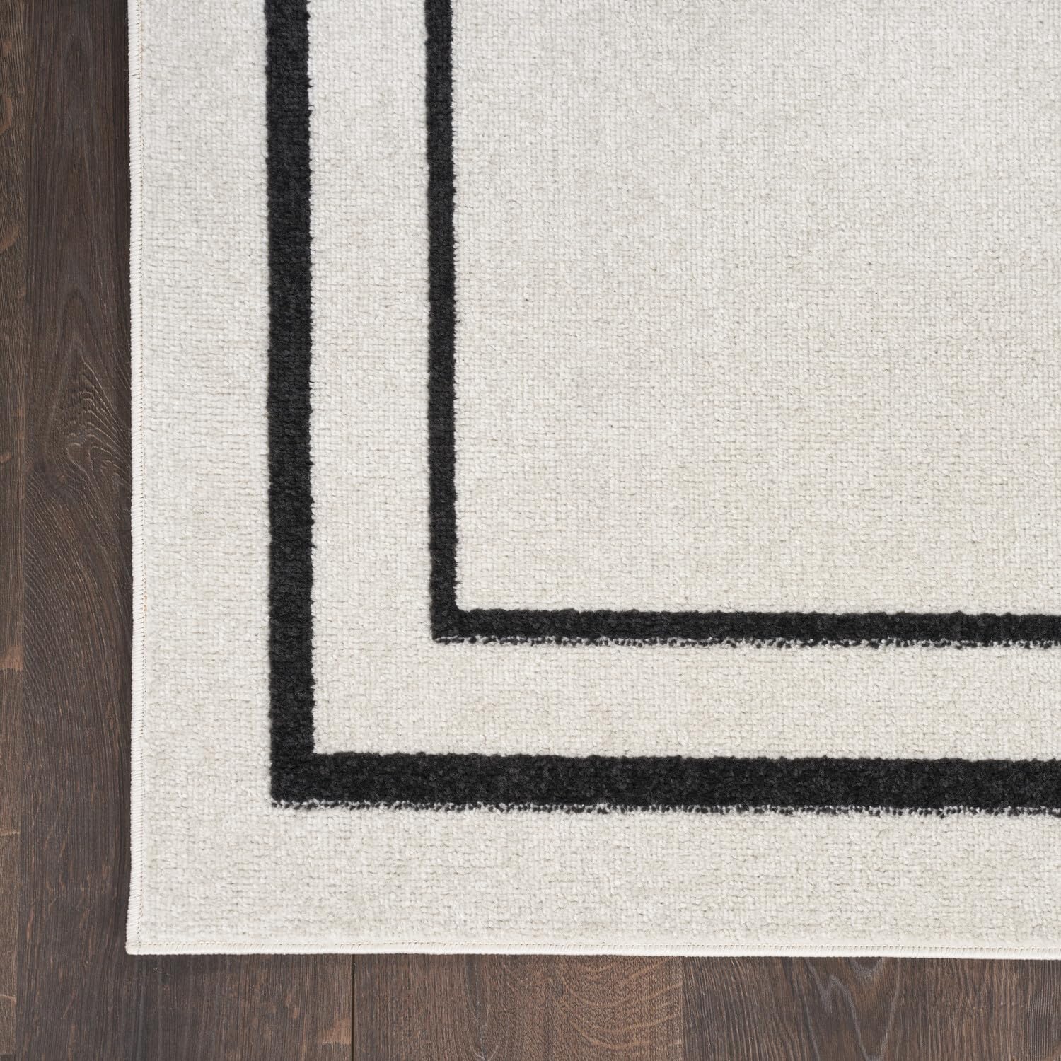Nourison Essentials Indoor/Outdoor Ivory/Black 2' X 4' Area -Rug, Easy -Cleaning, Non Shedding, Bed Room, Living Room, Dining Ro