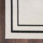 Nourison Essentials Indoor/Outdoor Ivory/Black 2'2'' X 7'6 Area -Rug, Easy -Cleaning, Non Shedding, Bed Room, Living Room, Dinin