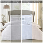 Madison Park Celeste Comforter Set-Textured Luxury Design All Season Down Alternative Bedding, Matching Sham, Decorative Pillows, King(104'X92'), White 5 Piece