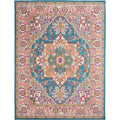 Nourison Passion Bohemian Teal Multicolor 9 x 12 Area -Rug, Easy -Cleaning, Non Shedding, Bed Room, Living Room, Dining Room, 