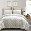 Lush Decor Ravello Pintuck Striped Comforter Set - Luxe 5 Piece Reversible Bedding Set - Traditional Glam & Farmhouse Inspired B